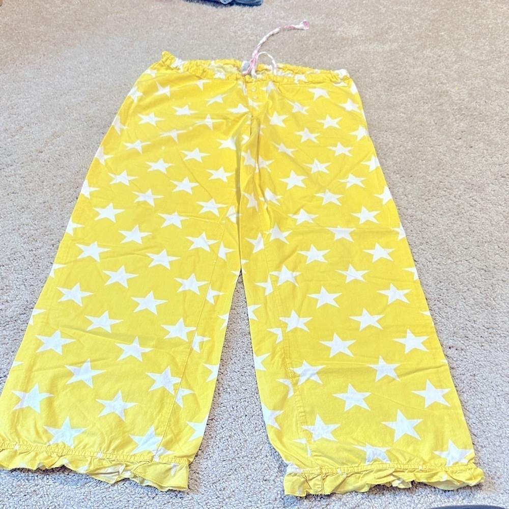 Victoria Secret PINK Yellow Star Pajama /Lounge Pants size Small
